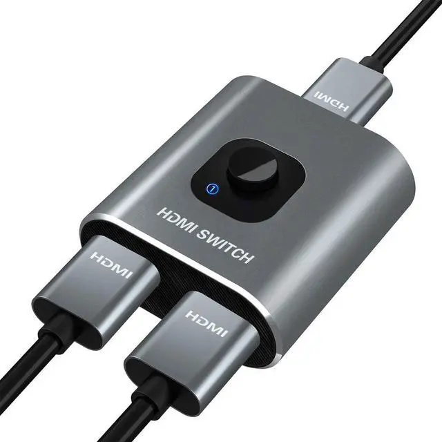 Main image of HDMI Switch 4K HDMI Splitter- Aluminum Bidirectional HDMI Switcher, HDMI Switch Splitter 2 in 1 Out, Manual HDMI Hub Supports HD 4K@30hz for Blu-Ray-Player Fire Stick Xbox (Only ONE monitor)