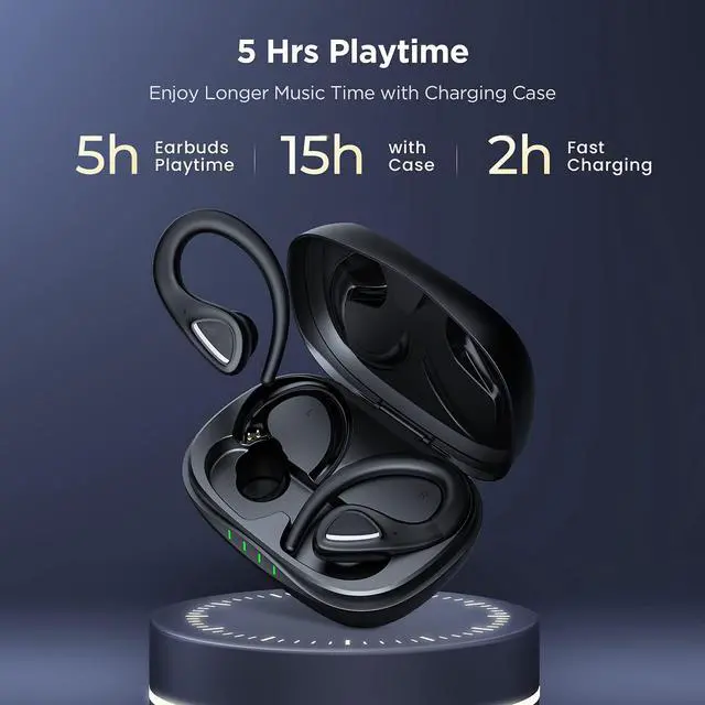 Alt view image 4 of 7 - Ture Wireless Earbuds,Bluetooth 5.1 Running Headphones In-Ear,Wireless Earphones with HiFi Stereo Sound,Type-C Quick Charging Case,Single/Twin Mode, Ear Earphones with LED Display for Sports Gym