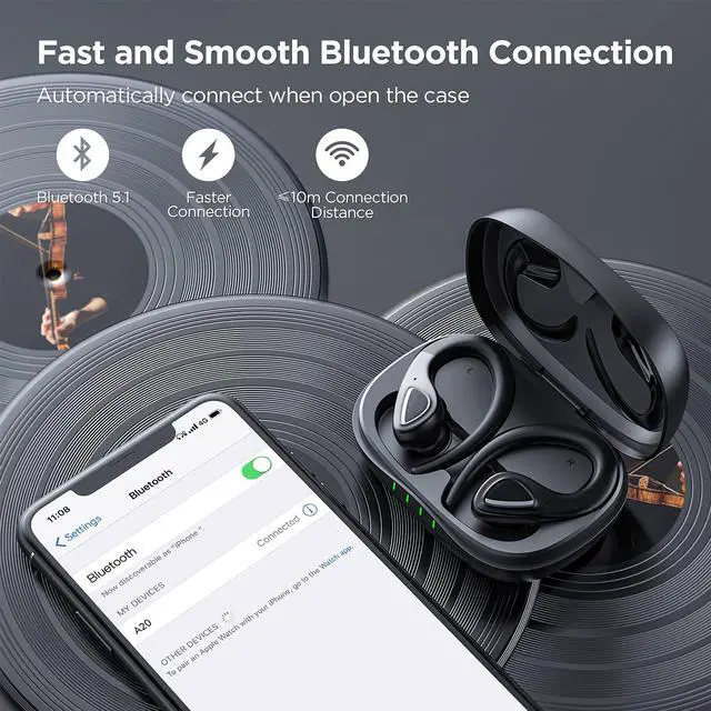 Alt view image 2 of 7 - Ture Wireless Earbuds,Bluetooth 5.1 Running Headphones In-Ear,Wireless Earphones with HiFi Stereo Sound,Type-C Quick Charging Case,Single/Twin Mode, Ear Earphones with LED Display for Sports Gym