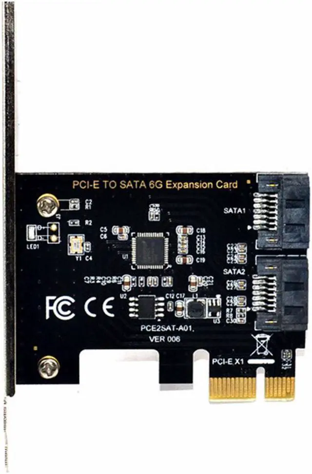 Alt view image 2 of 7 - PCIe SATA Card 2 Ports, PCI-E to SATA Expansion Card, 6Gbps PCI-E (2X 4X 8X 16X) SATA 3.0 Controller Card for Windows 10/8/7/XP/Vista/Linux,Support SSD and HDD