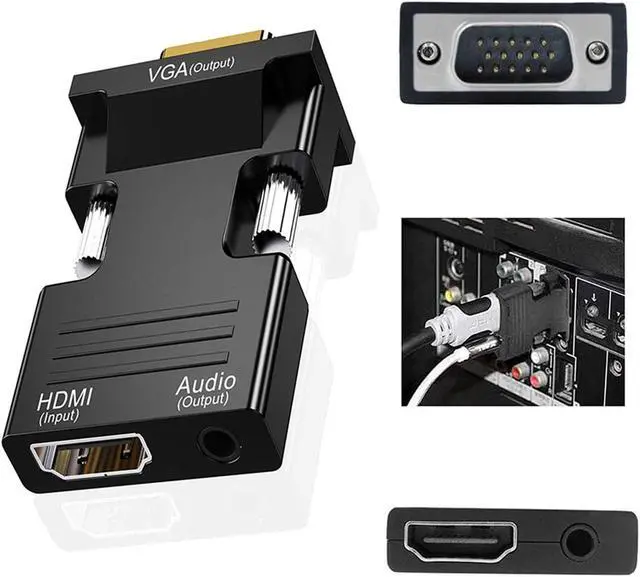 Alt view image 6 of 6 - HDMI to VGA Adapter, Audio Output Cable Computer Set-top Box Converter Connector Adapter for Laptop, PC, Monitor, Projector, HDTV, Chromebook, Roku, Xbox(3.5mm Stereo Cable Included)