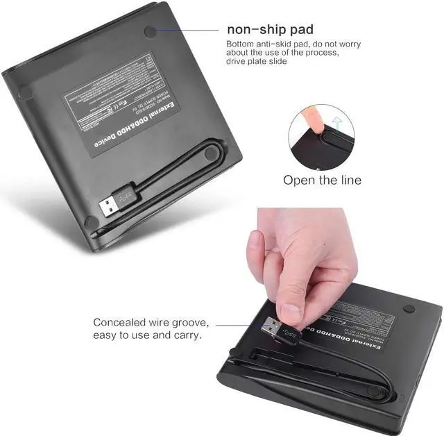 Alt view image 6 of 7 - External DVD CD Drive, USB 3.0 Portable CD DVD +/- Slim Portable CD/DVD RW Drive Burner Writer ROM Rewriter, High Speed Data Transfer for Desktop/Laptop/Black