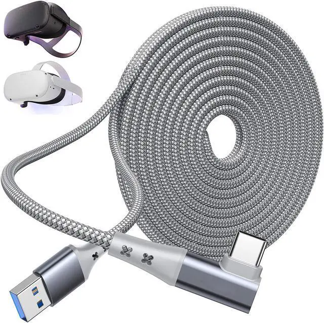 Main image of for Oculus Quest 2 Link Cable 6M/20ft, USB A to USB C Cable Braided 90 Degree 5Gbps Fast Data Transfer Charging Cable for Oculus Quest 1/2, Virtual Reality Headset,Samsung Galaxy Note 20 S20 S10 S9