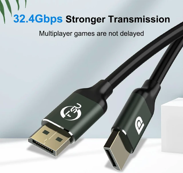 Alt view image 5 of 7 - 8K DisplayPort Cable 6.6ft/2M, DisplayPort to DisplayPort 1.4 Cable Support 8K @60Hz(7680x4320) Resolution, 4K @144Hz, 32.4Gbps, HDR, HBR3, HDCP2.2 DP to DP Cable for PC, Laptop,HDTV Monitor (6.6FT)