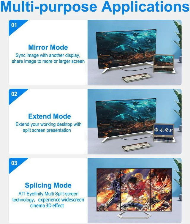 Alt view image 4 of 7 - 8K DisplayPort Cable 6.6ft/2M, DisplayPort to DisplayPort 1.4 Cable Support 8K @60Hz(7680x4320) Resolution, 4K @144Hz, 32.4Gbps, HDR, HBR3, HDCP2.2 DP to DP Cable for PC, Laptop,HDTV Monitor (6.6FT)