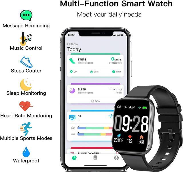 Alt view image 2 of 7 - Smart Watch, 1.69'' Smartwatch for Android Phones and IOS Phones Compatible with iPhone Samsung, IP68 Waterproof Fitness Tracker with Heart Rate and Sleep Monitor Pedometer Smart Watches for Men Women