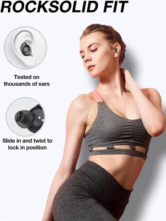 Alt view image 6 of 6 - Ture Wireless Earbuds, Bluetooth 5.1 Headphones IPX8 Waterproof, 6mm Driver Deep Bass, 35 Hours Playtime, USB-C Fast Charging, Earphones Built-in Dual Mic, Bluetooth Earbuds for Sports