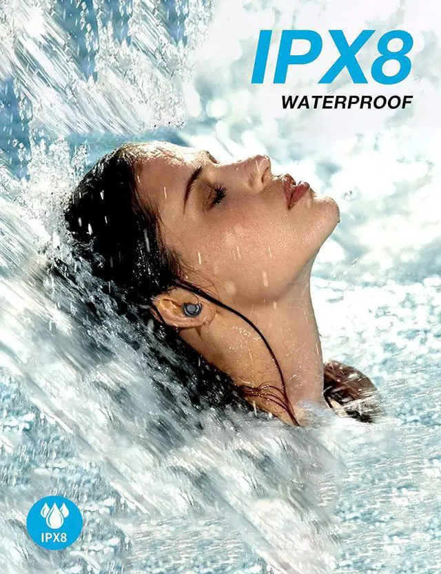 Alt view image 3 of 6 - Ture Wireless Earbuds, Bluetooth 5.1 Headphones IPX8 Waterproof, 6mm Driver Deep Bass, 35 Hours Playtime, USB-C Fast Charging, Earphones Built-in Dual Mic, Bluetooth Earbuds for Sports