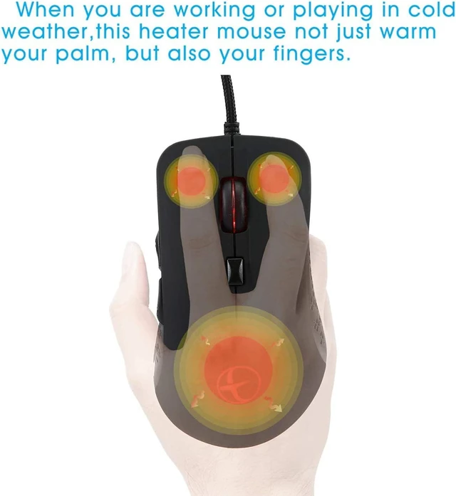 Alt view image 3 of 7 - Wired Warmer Heated Gaming Mouse, Programmable 6 Buttons, 2400 DPI, Ergonomic USB Gaming Mice for Laptop Notebook Windows PC Games