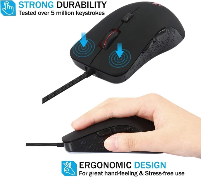 Alt view image 5 of 7 - Wired Warmer Heated Gaming Mouse, Programmable 6 Buttons, 2400 DPI, Ergonomic USB Gaming Mice for Laptop Notebook Windows PC Games
