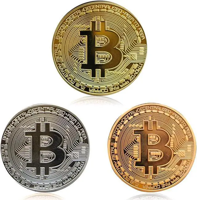 Main image of 3Pcs Bitcoin Coin - Gold Silver and Bronze Physical Blockchain Cryptocurrency in Protective Collectable Gift | Featuring Original Commemorative Tokens | Chase Coin | BTC Cryptocurrency