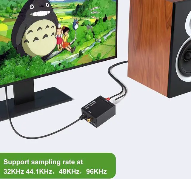 Alt view image 3 of 7 - Digital to Analog Audio Converter Digital Optical (SPDIF/Toslink) and Digital Coaxial to Analog 3.5mm AUX and RCA (L/R) Stereo Audio Converter with Fiber