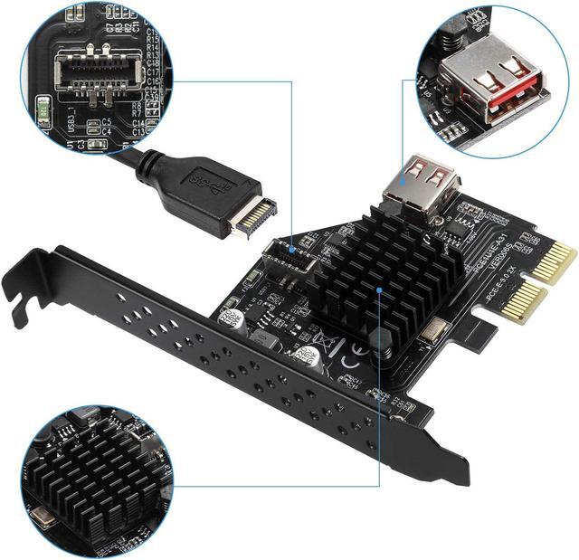 Alt view image 6 of 7 - USB3.1 Gen2 Internal 20-pin Front Panel Connector Expansion Card 10 Gbit/s USB 2.0 PCI Express 3.0 X2 Adapter for Desktop PCs (ASM3142)