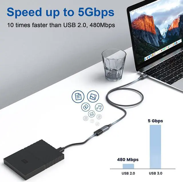 Alt view image 3 of 7 - USB 3.0 Extension Cable 10ft/3M, USB A Male to A Female Cable USB Extension Lead High Speed 5Gbps Data Transfer Compatible for Printer, Scanner, Camera, Keyboard, Card Reader, Hard Drive, USB Disk