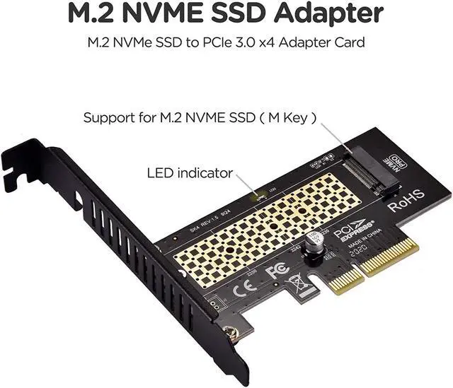 Alt view image 3 of 7 - M.2 NVME SSD to PCIe 4.0 x4 Adapter, M.2 2280 2260 2242 2230 SSD to PCIe 3.0 x4 Host Controller Expansion Card for PC Desktop, Support Windows, Mac & Linux OS