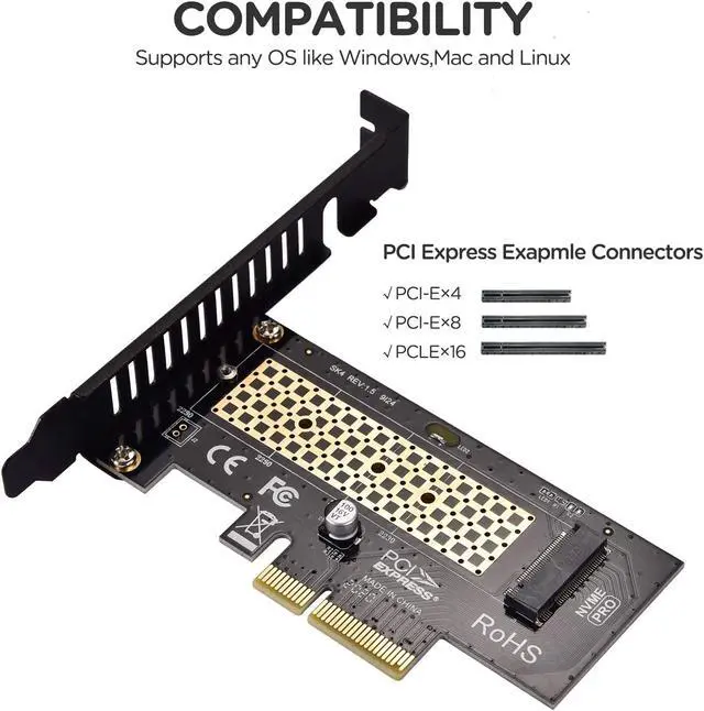 Alt view image 5 of 7 - M.2 NVME SSD to PCIe 4.0 x4 Adapter, M.2 2280 2260 2242 2230 SSD to PCIe 3.0 x4 Host Controller Expansion Card for PC Desktop, Support Windows, Mac & Linux OS