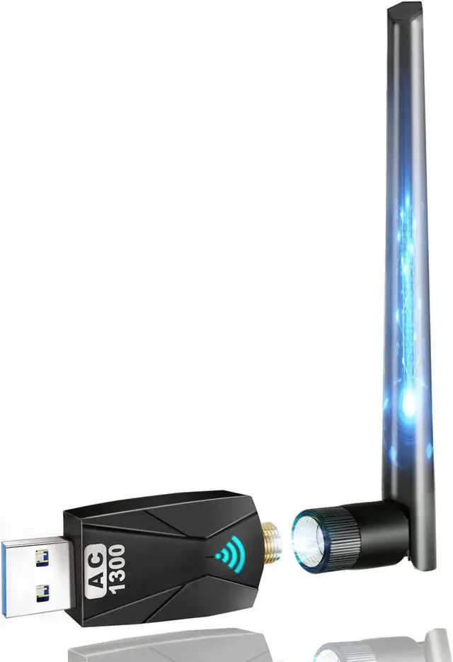 Main image of 1300Mbps WiFi Dongle for PC: 5.8G/2.4G Dual Band USB WiFi Adapter for Desktop PC, USB 3.0 PC WiFi Adapter, 802.11ac WiFi USB, 5dBi WiFi Antenna USB WiFi Dongle for Windows XP/Vista/10/8/7/Mac/Linux