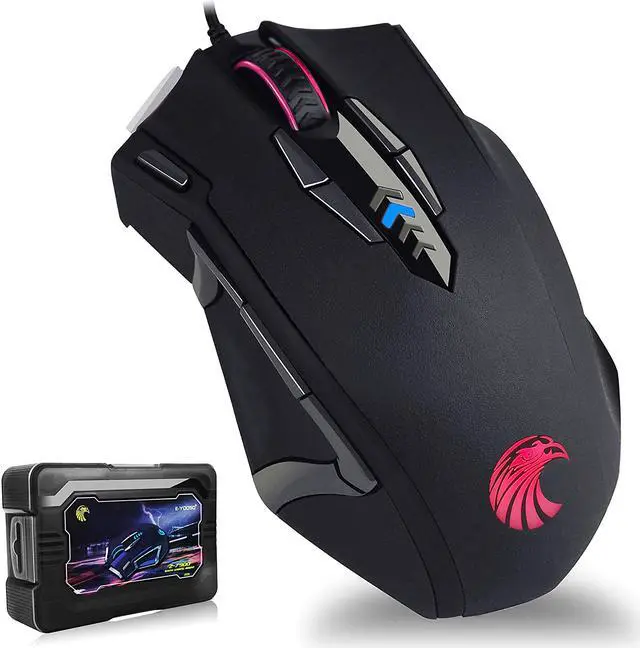 Main image of Gaming Mouse with 14 Programmable Buttons, 10000 DPI High Precision Laser, Ergonomic Optical RGB Gaming Mice - Weight Tuning Set for Windows PC Gaming