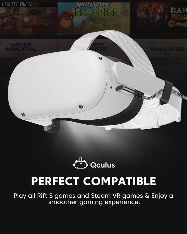 Alt view image 2 of 7 - for Oculus Quest 2 Link Cable 20 FT, USB 3.0 Type A to USB C Cable, Fast Charging 3A & High Speed PC Data Transfer 5 Gbps, Compatible for Oculus Quest 2 VR Headset, Gaming PC, Steam VR, 6 Meters