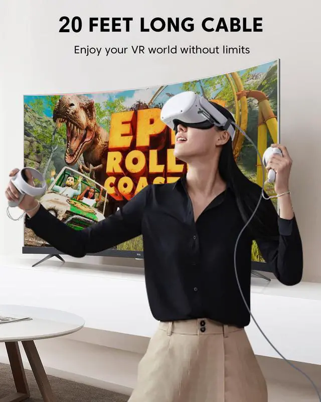 Alt view image 4 of 7 - for Oculus Quest 2 Link Cable 20 FT, USB 3.0 Type A to USB C Cable, Fast Charging 3A & High Speed PC Data Transfer 5 Gbps, Compatible for Oculus Quest 2 VR Headset, Gaming PC, Steam VR, 6 Meters