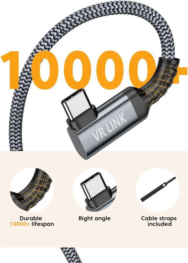 Alt view image 6 of 7 - for Oculus Quest 2 Link Cable 20 FT, USB 3.0 Type A to USB C Cable, Fast Charging 3A & High Speed PC Data Transfer 5 Gbps, Compatible for Oculus Quest 2 VR Headset, Gaming PC, Steam VR, 6 Meters