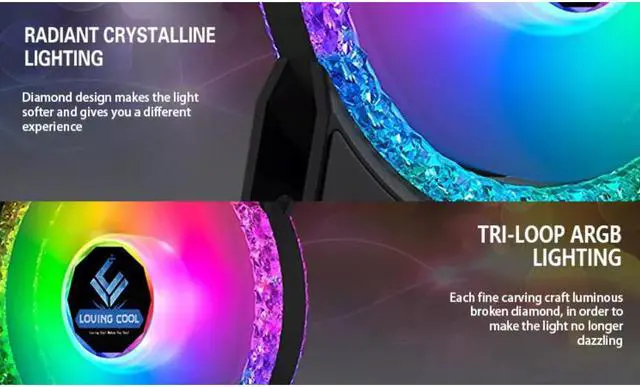 Alt view image 6 of 7 - 3 Pack RGB Case Fan 12cm + Remote Controller, Computer 120mm Cooling 3pin 4pin Rainbow Color Ventilador PC Fan RGB 12V with LED Lights