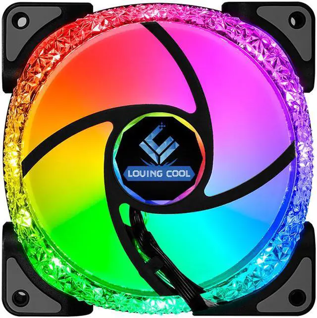 Alt view image 2 of 7 - 3 Pack RGB Case Fan 12cm + Remote Controller, Computer 120mm Cooling 3pin 4pin Rainbow Color Ventilador PC Fan RGB 12V with LED Lights