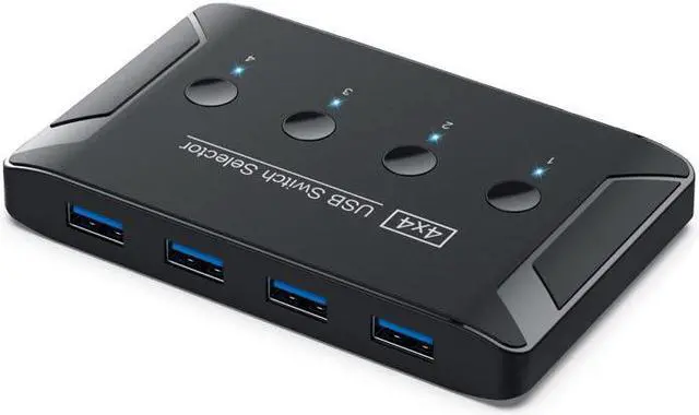 Alt view image 7 of 7 - 4 in 4 Out USB3.0 KVM Switch Selector, 4 Computer Sharing 4 USB Devices USB 3.0 Switches Box for Mouse Keyboard Scanner Printer with Individual Switch Button