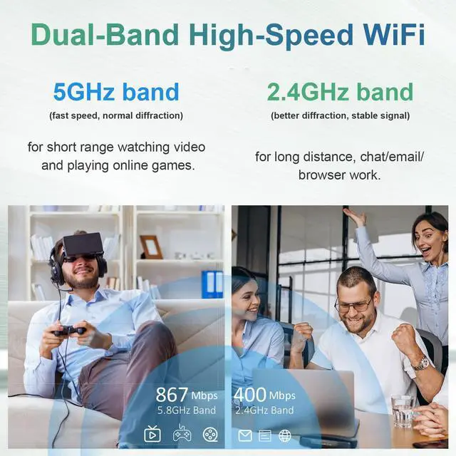 Alt view image 3 of 7 - USB WiFi Adapter for Desktop Laptop AC1300 Wireless Network Adapter USB 3.0 WiFi Dongle 2.4/5GHz w/ High Gain Antennas, Dual Band| USB 3.0| MU-MIMO, Support Windows 11/10/8.1/8/7, Mac OS 10.9-10.15