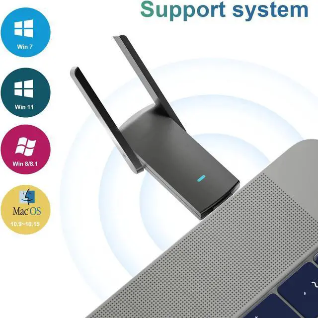 Alt view image 7 of 7 - USB WiFi Adapter for Desktop Laptop AC1300 Wireless Network Adapter USB 3.0 WiFi Dongle 2.4/5GHz w/ High Gain Antennas, Dual Band| USB 3.0| MU-MIMO, Support Windows 11/10/8.1/8/7, Mac OS 10.9-10.15