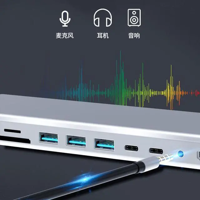 Alt view image 7 of 7 - USB C Docking Station Dual Monitor, Universal USB C Dock, 14 in 1 Triple Display USB C Dock with 4K HDMI and DP, VGA, Ethernet, USB3.2 Gen2 10Gbps, 87W PD, SD/TF/USB 3.0 for Dell/HP/Lenovo/MacBook Pro