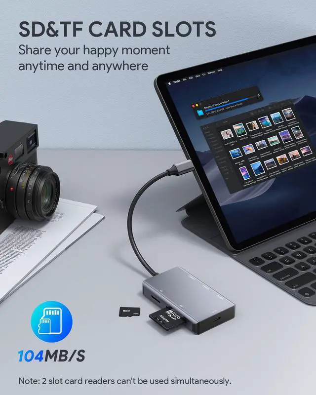 Alt view image 2 of 5 - 5 in 1 USB C Hub, USB C Dongle Multiport Adapter, with SD/TF Card Reader, 5Gbps USB 3.0 Data Ports, Compatible with MacBook Pro Air HP XPS and More