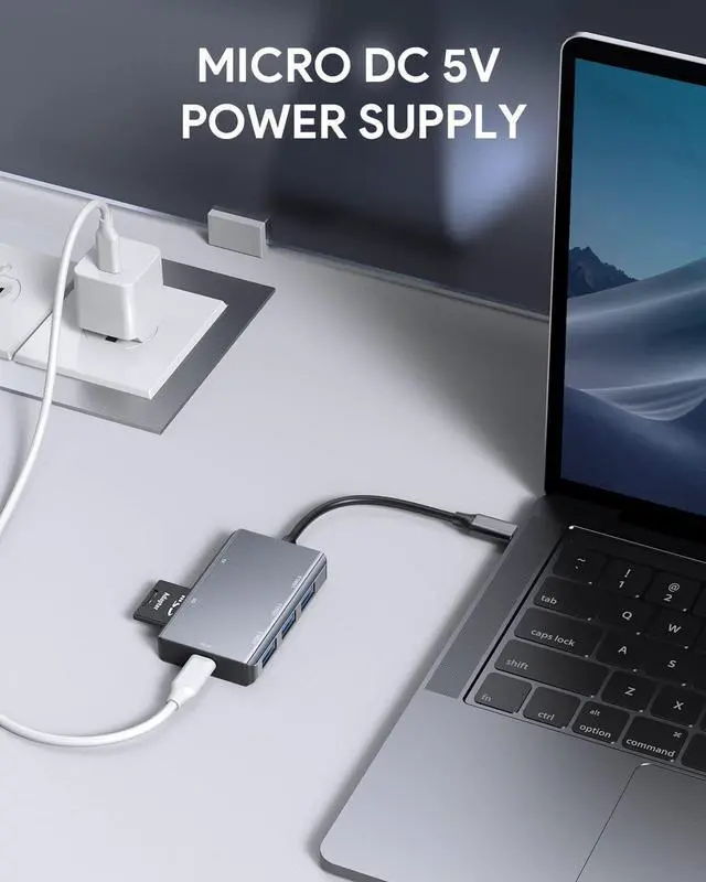 Alt view image 3 of 5 - 5 in 1 USB C Hub, USB C Dongle Multiport Adapter, with SD/TF Card Reader, 5Gbps USB 3.0 Data Ports, Compatible with MacBook Pro Air HP XPS and More