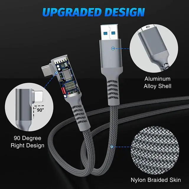 Alt view image 3 of 7 - 16Ft / 5M VR Link Cable Compatible with Meta/Oculus Quest 2 Accessories and PC/Steam VR, High Speed PC Data Transfer/Fast Charge Cord, USB 3.0 Type A to USB Type C Cable for VR Headsets and Gaming PC
