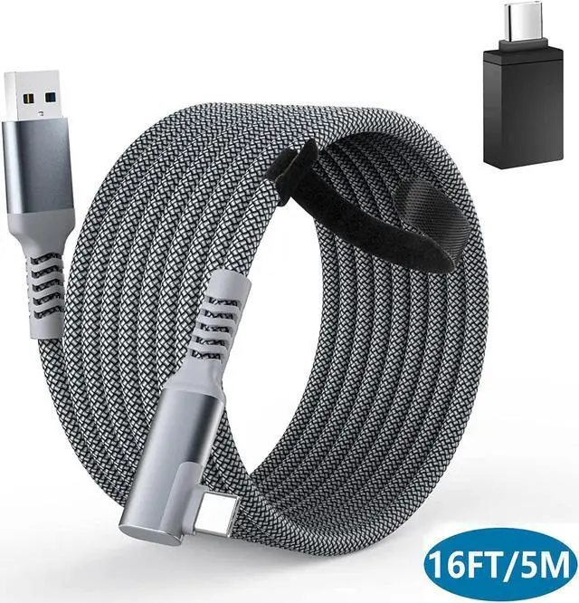 Main image of 16Ft / 5M VR Link Cable Compatible with Meta/Oculus Quest 2 Accessories and PC/Steam VR, High Speed PC Data Transfer/Fast Charge Cord, USB 3.0 Type A to USB Type C Cable for VR Headsets and Gaming PC
