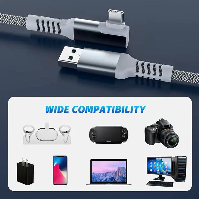 Alt view image 7 of 7 - 16Ft / 5M VR Link Cable Compatible with Meta/Oculus Quest 2 Accessories and PC/Steam VR, High Speed PC Data Transfer/Fast Charge Cord, USB 3.0 Type A to USB Type C Cable for VR Headsets and Gaming PC