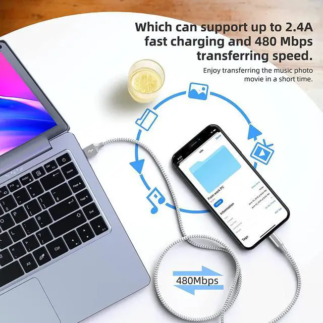 Alt view image 4 of 7 - [M-Fi Certified] Upgrade USB Cable for iPhone Charger [3Pack] 10FT/3M USB Cable Fast Charging Nylon Braided Syncing Long Cord Compatible with iPhone 13/12/11/Pro/XS/Max/XR/X/8/8P/7 and More