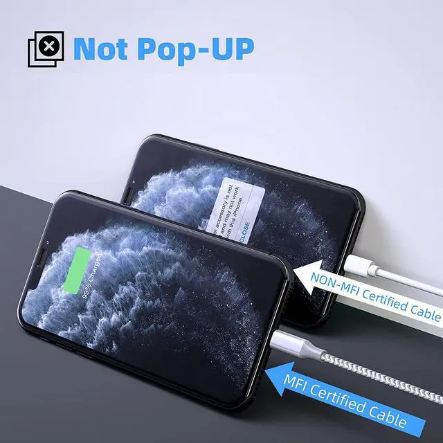 Alt view image 2 of 7 - [M-Fi Certified] Upgrade USB Cable for iPhone Charger [3Pack] 10FT/3M USB Cable Fast Charging Nylon Braided Syncing Long Cord Compatible with iPhone 13/12/11/Pro/XS/Max/XR/X/8/8P/7 and More