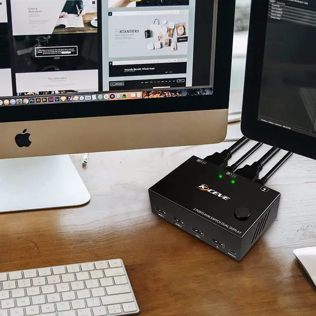 Alt view image 6 of 7 - Dual Monitor KVM Switch HDMI 2 Port for 2 Monitors 2 Computers, 4K@30Hz Dual Monitor HDMI KVM Switch USB 2.0 Switcher 2 in 2 Out PC Keyboard Mouse Switcher Support Extended And Copy Display