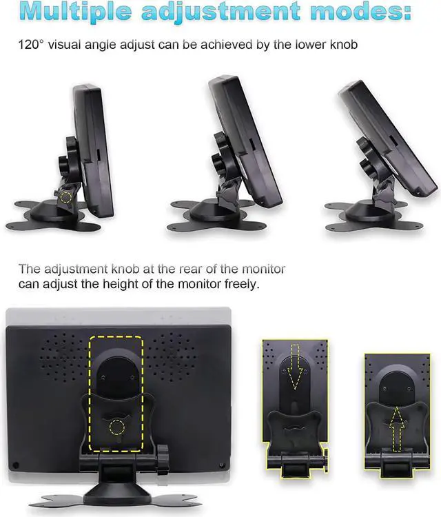 Alt view image 6 of 7 - Backup Camera Monitor 7 Inch Rearview Reversing LCD Monitor, Backup Monitor for car Two Video Input Plug V1/V2 Car Rearview Cameras for RV, Truck, Pickup, Van