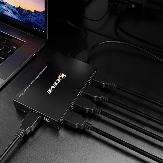 Alt view image 2 of 7 - HDMI Switch Multi-Viewer 4 Ports, 4 in 2 Out HDMI Matrix Switcher with Remote, HDMI Multi-Switcher Support 4K 30Hz, 6 Display Modes for PC/STB/DVD Video Game