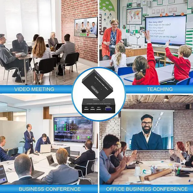 Alt view image 6 of 7 - USB VGA KVM Switch for 2 PC Sharing 1 Video Monitor and 3 USB Devices, Keyboard Mouse Scanner Printer, VGA KVM Switcher for Laptop PC Windows Mac OS System