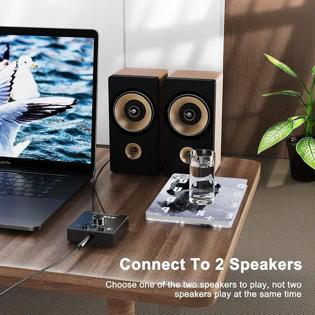 Alt view image 4 of 7 - 3.5mm Audio Selector, AUX 3.5mm Audio Splitter Headphone Switcher, Speaker Manual Selector for Audio Sharing, 2 in 1 Out