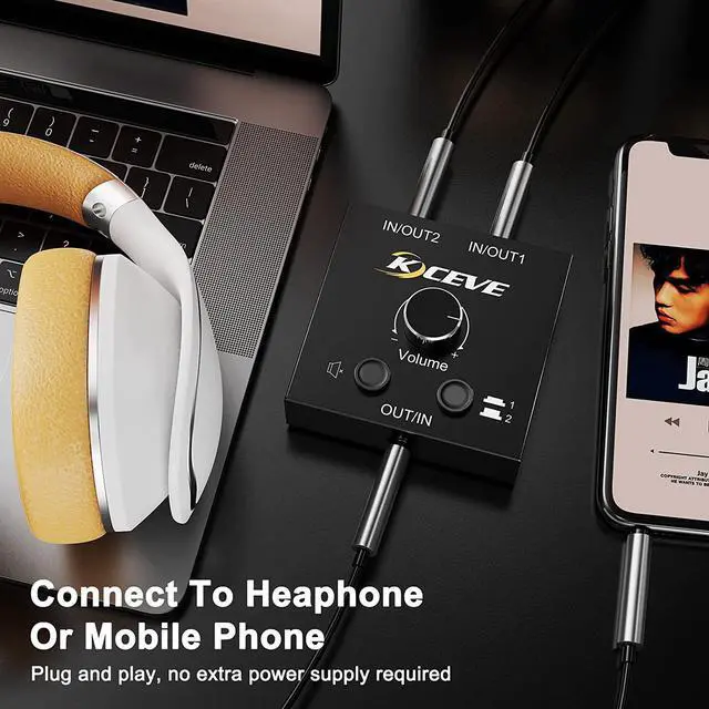 Alt view image 5 of 7 - 3.5mm Audio Selector, AUX 3.5mm Audio Splitter Headphone Switcher, Speaker Manual Selector for Audio Sharing, 2 in 1 Out
