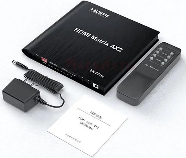Alt view image 7 of 7 - 4x2 8K @60HZ HDMI Matrix Switcher, HDMI Matrix 4 in 2 Out 4K 120Hz HDR HDMI Splitter HDMI Scaler 8K 60Hz Sync, HDCP2.3 HDMI2.1 48 Gbps Matrix 4x2 with IR Remote and Power Adapter (US Standard)