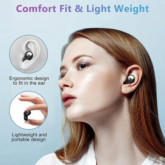 Alt view image 2 of 7 - Bluetooth Headphones, True Wireless Stereo Earbuds Noise Cancelling Deep Bass Sound Headset in-Ear Earphones with Mic, Touch Control TWS Bluetooth 5.1 Wireless Earbuds for IOS Android Smartphones