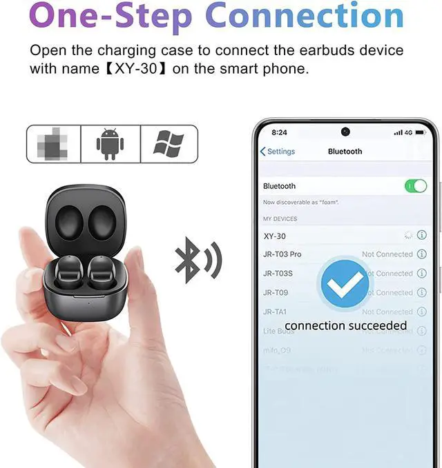 Alt view image 5 of 7 - Bluetooth Headphones, True Wireless Stereo Earbuds Noise Cancelling Deep Bass Sound Headset in-Ear Earphones with Mic, Touch Control TWS Bluetooth 5.1 Wireless Earbuds for IOS Android Smartphones