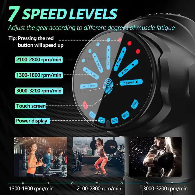Alt view image 3 of 7 - Massage Gun Deep Tissue Muscle Massager, Percussion Massage Gun for Pain Relief, Portable Quiet Handheld Relaxation Electric Sport Massager (Black)