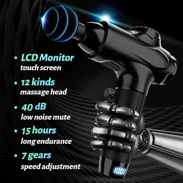 Alt view image 7 of 7 - Massage Gun Deep Tissue Muscle Massager, Percussion Massage Gun for Pain Relief, Portable Quiet Handheld Relaxation Electric Sport Massager (Black)