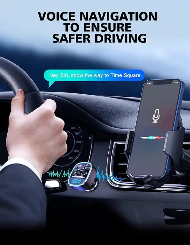 Alt view image 7 of 7 - Bluetooth V5.0 FM Transmitter for Car, Type-C PD 20W Quick Charging Bluetooth Car Adapter with Hands-Free Calling, Wireless FM Radio Receiver Music Player/Car Kit Support SD Card & USB Disk